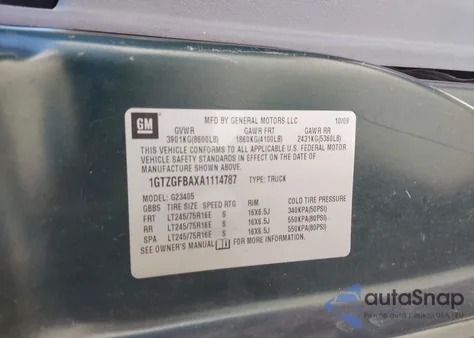 2010 GMC Savana 2500 Work Van from USA, damaged, VIN 1GTZGFBAXA1114787